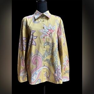 Talbots‎ Stretch Button Down Women’s XL Fitted Large Paisley EUC